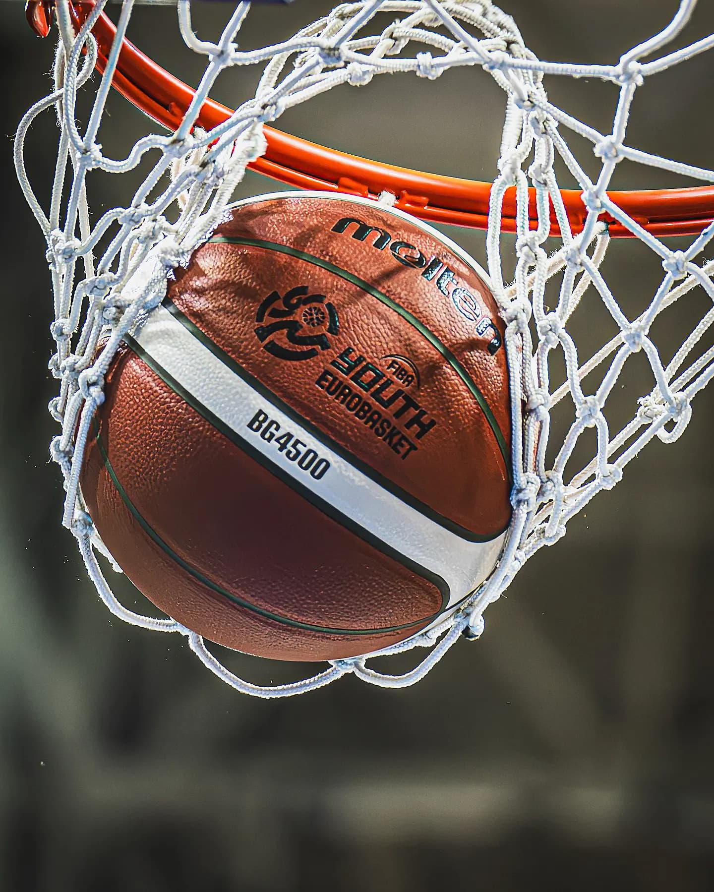 A ball goes through the hoop