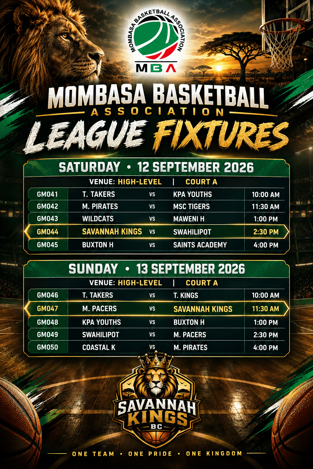 Mombasa Basketball Association League Games