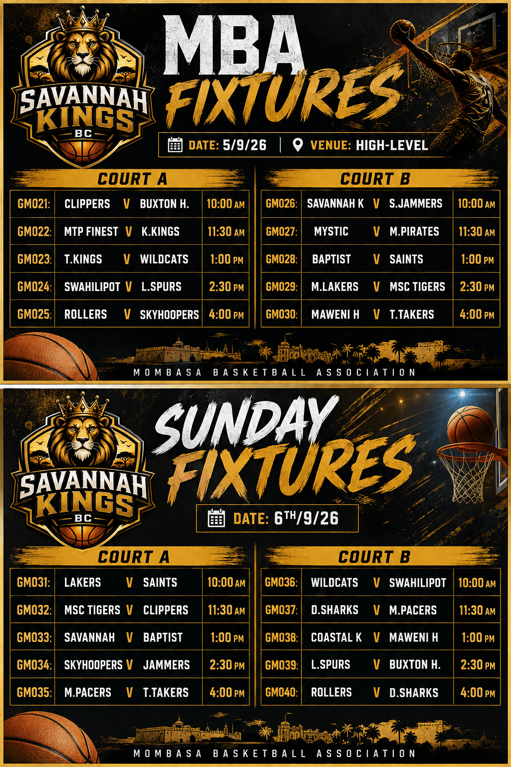 Mombasa Basketball Association League Games